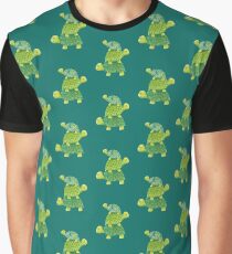 Camiseta gráfica Linda pila de tortugas en verde azulado, verde lima y turquesa