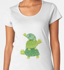 Cute Turtle Stack in Teal, Lime Green and Turquoise Women's Premium T-Shirt