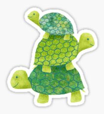 Cute Turtle Stack in Teal, Lime Green and Turquoise Sticker
