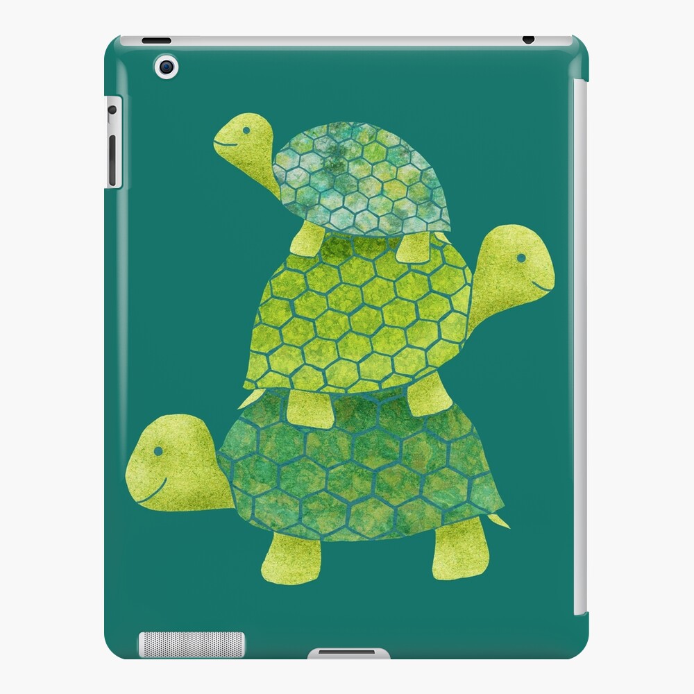 Cute Turtle Stack in Teal, Lime Green and Turquoise iPad Case & Skin