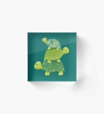 Cute Turtle Stack in Teal, Lime Green and Turquoise Acrylic Block