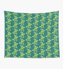Cute Turtle Stack in Teal, Lime Green and Turquoise Wall Tapestry