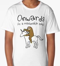 Onwards! At A Reasonable Speed (Sloth Riding Unicorn) Long T-Shirt