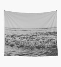 Black and White Pacific Ocean Waves Wall Tapestry