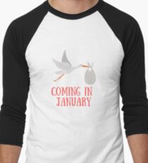 Coming in January Baby - Maternity - Pregnancy Men's Baseball ¾ T-Shirt