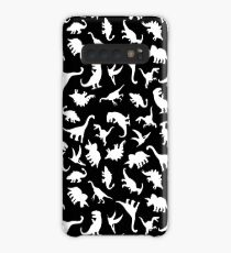 Spaß Dinosaurier-Muster (weiß auf schwarz) Hülle & Klebefolie für Samsung Galaxy