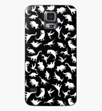 Funda/vinilo para Samsung Galaxy Patrón de dinosaurio divertido (blanco sobre negro)