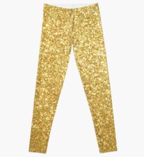 Gold Glitter Sparkly Shiny Metallic Yellow Leggings