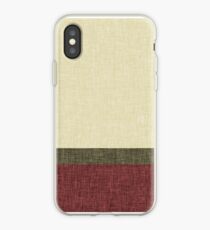 Tri Colour Geometric Graphic Burlap Weave Print Stripe Olive Green Burgundy Khaki iPhone Case