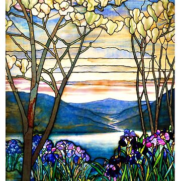 Designed by Louis C. Tiffany, Magnolias and Irises, American