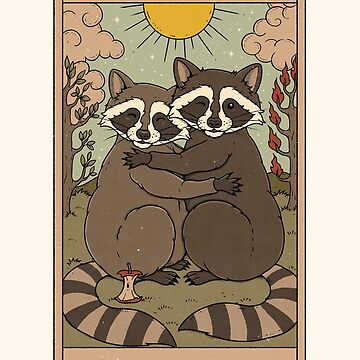 Artwork thumbnail, The Lovers - Raccoons Tarot by thiagocorream