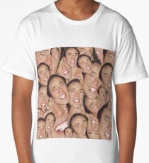 Nicolas Cage Face Collage Design Long T-Shirt