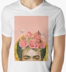 Frida Kahlo Peachy Men's V-Neck T-Shirt