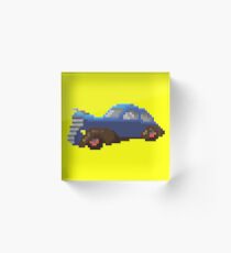 Blue pixel retro car Acrylic Block