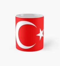 Taza clásica Bandera turca, TURQUÍA, TURCO, luna creciente, bandera de Turquía, estrella, puro y simple en ROJO