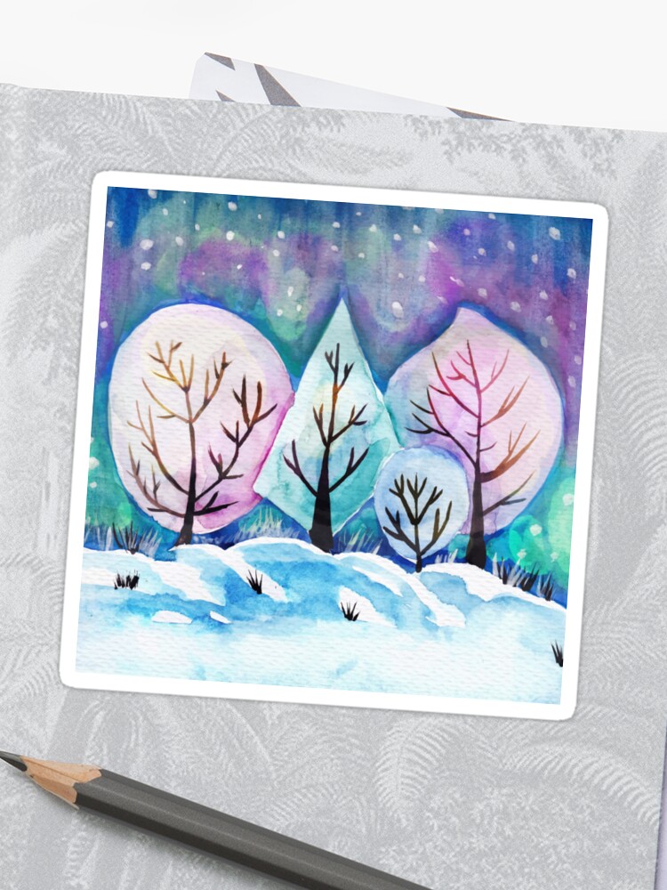 Winter Forest Painting Watercolor Winter Art Snow Art Winter