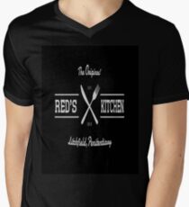 Rote Küche T-Shirt mit V-Ausschnitt