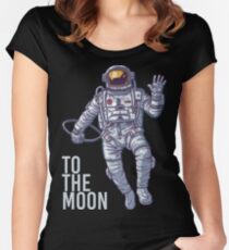 Bitcoin astronaut to the Moon -light text Women's Fitted Scoop T-Shirt