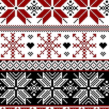 Red and Black Winter Fair Isle Pattern Graphic T-Shirt for Sale by  tanyadraws