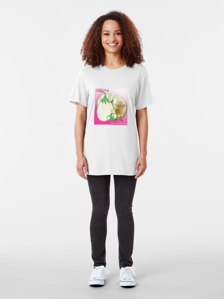 Alternate view of Two Scrambled Eggs - EGGplant Slim Fit T-Shirt
