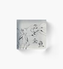 Ink Painting Goldfish Acrylic Block