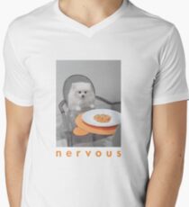 Nervous Dinner with White Dog Men's V-Neck T-Shirt