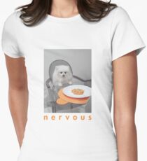 Nervous Dinner with White Dog Women's Fitted T-Shirt