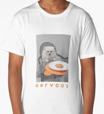 Nervous Dinner with White Dog Long T-Shirt