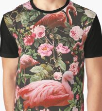Floral and Flamingo Pattern Graphic T-Shirt