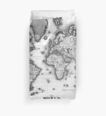 Black and White World Map (1840) Duvet Cover