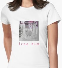 Weißer Hund im Glasgefängnis Tailliertes T-Shirt