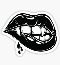 Black Vampire Lips with Blood Dripping Sticker