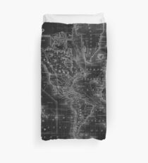 Black and White World Map (1864) Inverse Duvet Cover