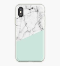 Real White marble Half pastel Mint Green iPhone Case