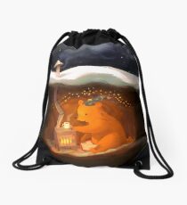 Snowy Rooftops Drawstring Bag