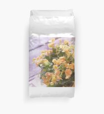 Oil Painting; Close Up of Orange Begonia Under Soft Sunlight Duvet Cover