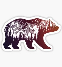 California Bear with Mountains Landscape Sticker