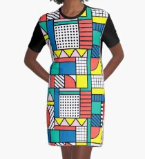 Memphis Color Block Graphic T-Shirt Dress