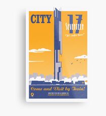 City 17 Travel Poster (orange) Metal Print