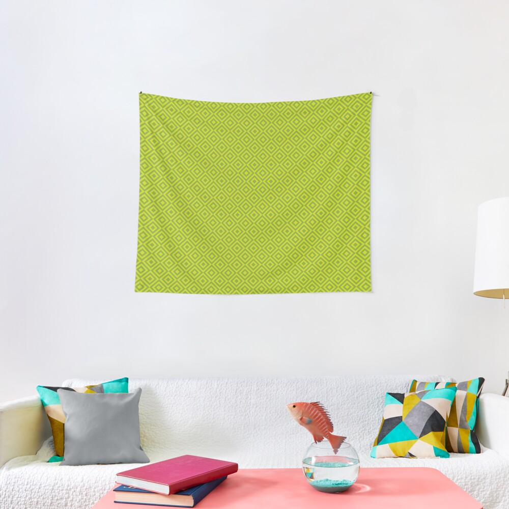Geometric Pattern: Diamond Strobe: Lime Tapestry
