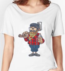 PIZZA BEARD LUMBERJACK HIPSTER DESIGN Women's Relaxed Fit T-Shirt