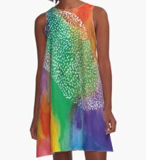 Bright Rainbow Abstract A-Line Dress