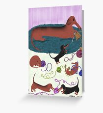 Knitting Dachshund Greeting Card