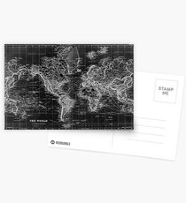 Black and White World Map (1892) Inverse Postcards