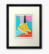 Kid You Not - memphis retro shoes fashion throwback 80s style trends minimalist art neon Framed Print