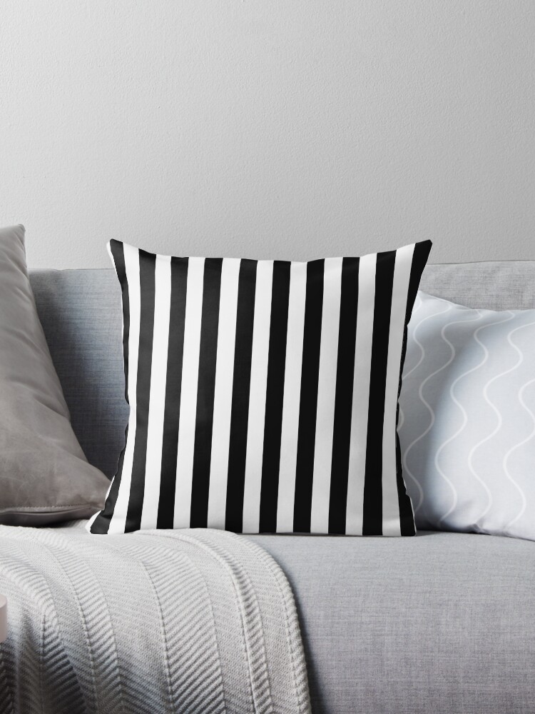 Black White Striped Pillow Cushion Cover Skirt Throw Pillow By