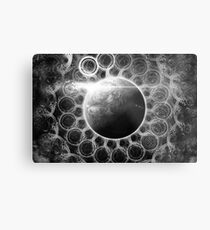 Psychedelic Black and White Fractal Mandala of Kepler-62e (w Deep Dreams) Metal Print