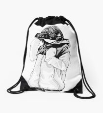 COLD (Black and White) - Sad Japanese Aesthetic Drawstring Bag
