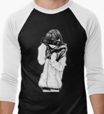 COLD (Black and White) - Sad Japanese Aesthetic Men's Baseball ¾ T-Shirt