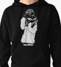 COLD (Black and White) - Sad Japanese Aesthetic Pullover Hoodie